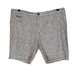 14th & Union Mens Slim Fit Linen Cotton Blend Shorts Grey Heathered Sz 38 Preppy